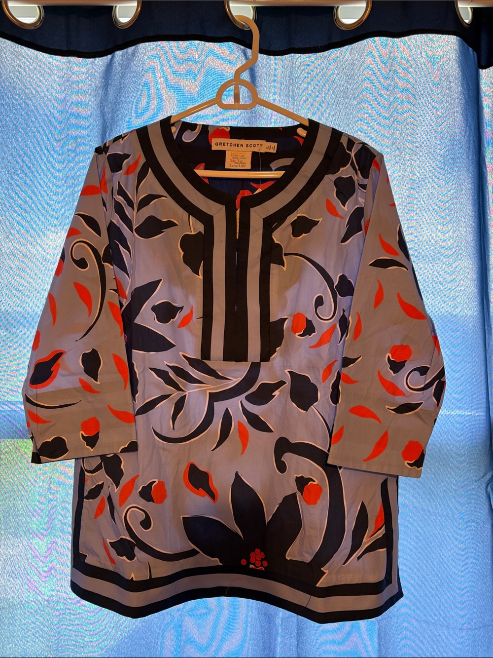 Gretchen Scott Designs Black, Red & Cream Floral Tunic